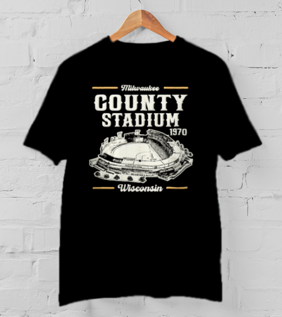 Milwaukee County Stadium 1970 Wisconsin Baseball Stadium T-Shirt