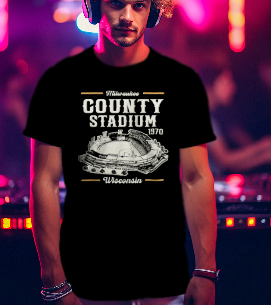 Milwaukee County Stadium 1970 Wisconsin Baseball Stadium T-Shirt
