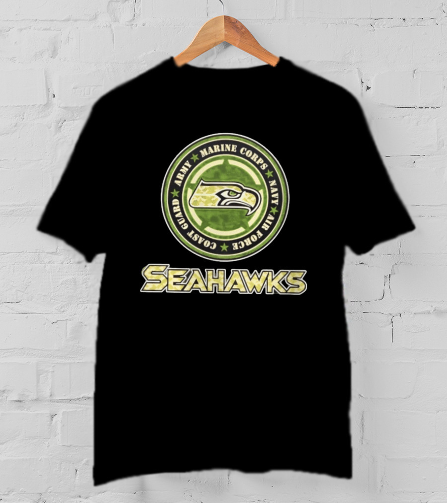 Seattle Seahawks Military Tribute Army Marine Corps Navy Air Force Coast Guard T-Shirt
