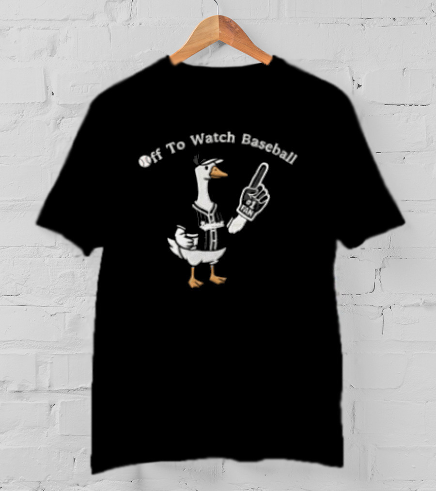 Off To Baseball Goose Wearing Baseball Uniform Pointing T-Shirt