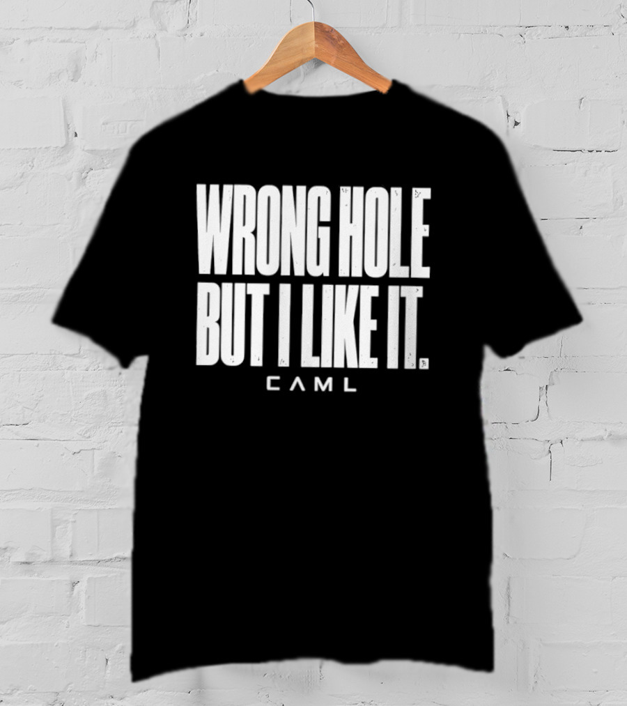 Wrong Hole But I Like It Distressed Sarcastic Saying CAML T-Shirt