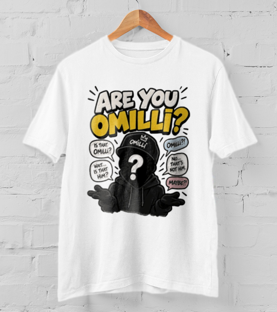 Are You Omilli Mystery Creator Streamer Iconic Question Marks And Quotes T-Shirt