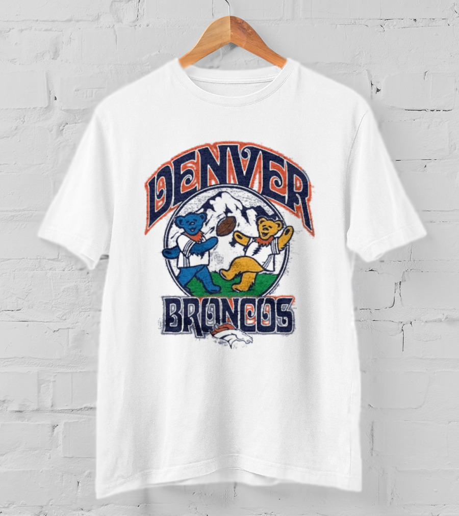 Denver Broncos Grateful Dead Dancing Bears Football T-Shirt