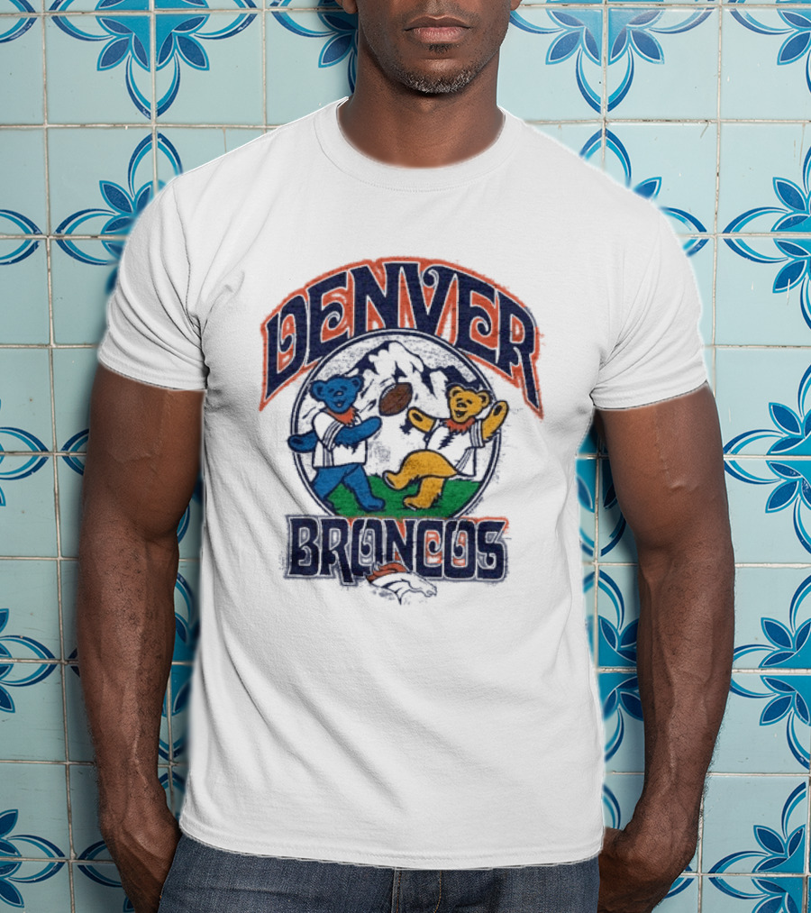 Denver Broncos Grateful Dead Dancing Bears Football T-Shirt