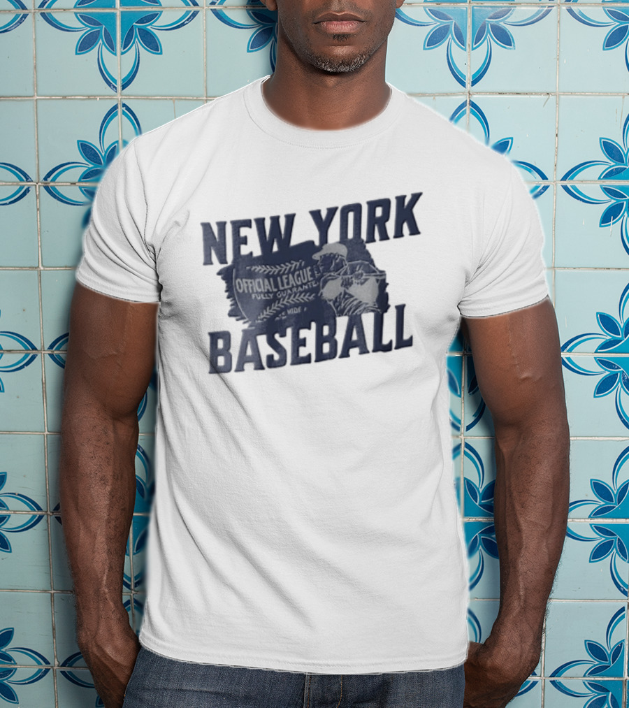 New York Baseball Official League Player Swinging Bat T-Shirt