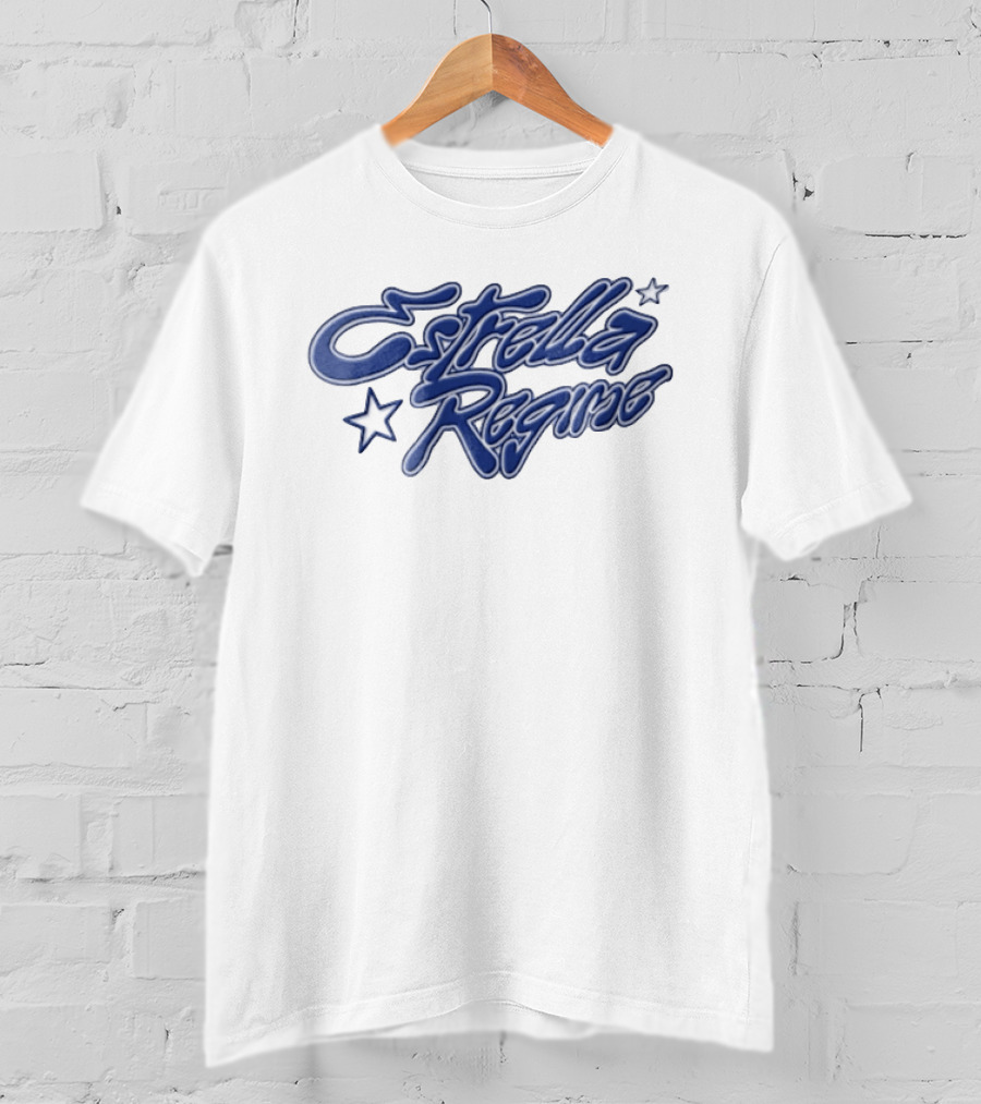 Estrella Regime Blue Cursive Script Star Streetwear Fashion T-Shirt