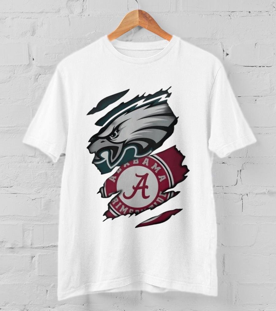 Philadelphia Eagles Alabama Crimson Tide Distressed Fan Gear T-Shirt