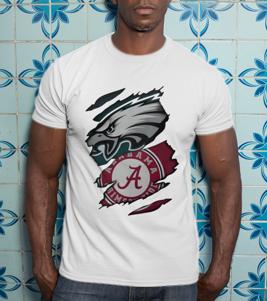 Philadelphia Eagles Alabama Crimson Tide Distressed Fan Gear T-Shirt