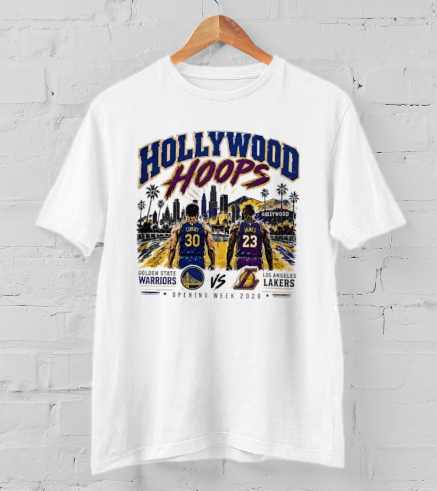 Hollywood Hoops Golden State Warriors Vs Los Angeles Lakers Opening Week 2023 Curry 30 James 23 T-Shirt