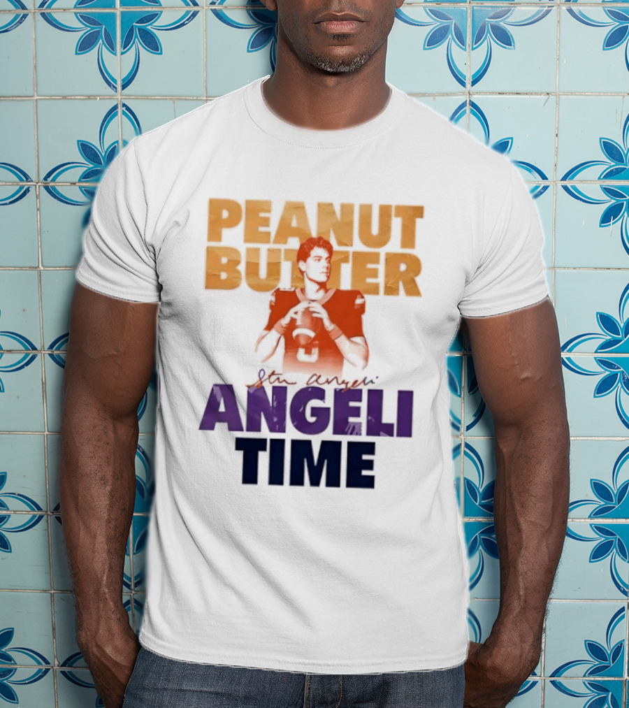 Peanut Butter Steve Angeli Time Football Player Holding Ball T-Shirt
