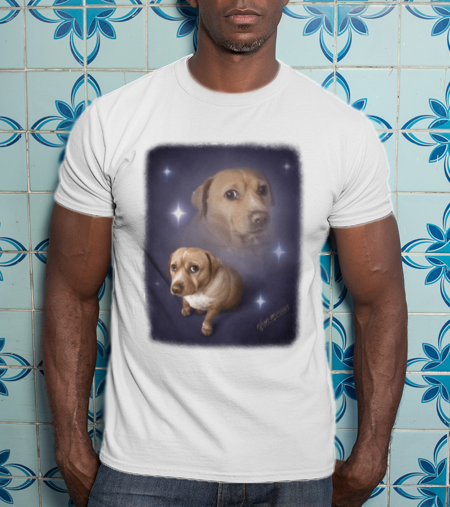 Olanmeows Cashew Sparkle Puppy And Cosmic Stars T-Shirt