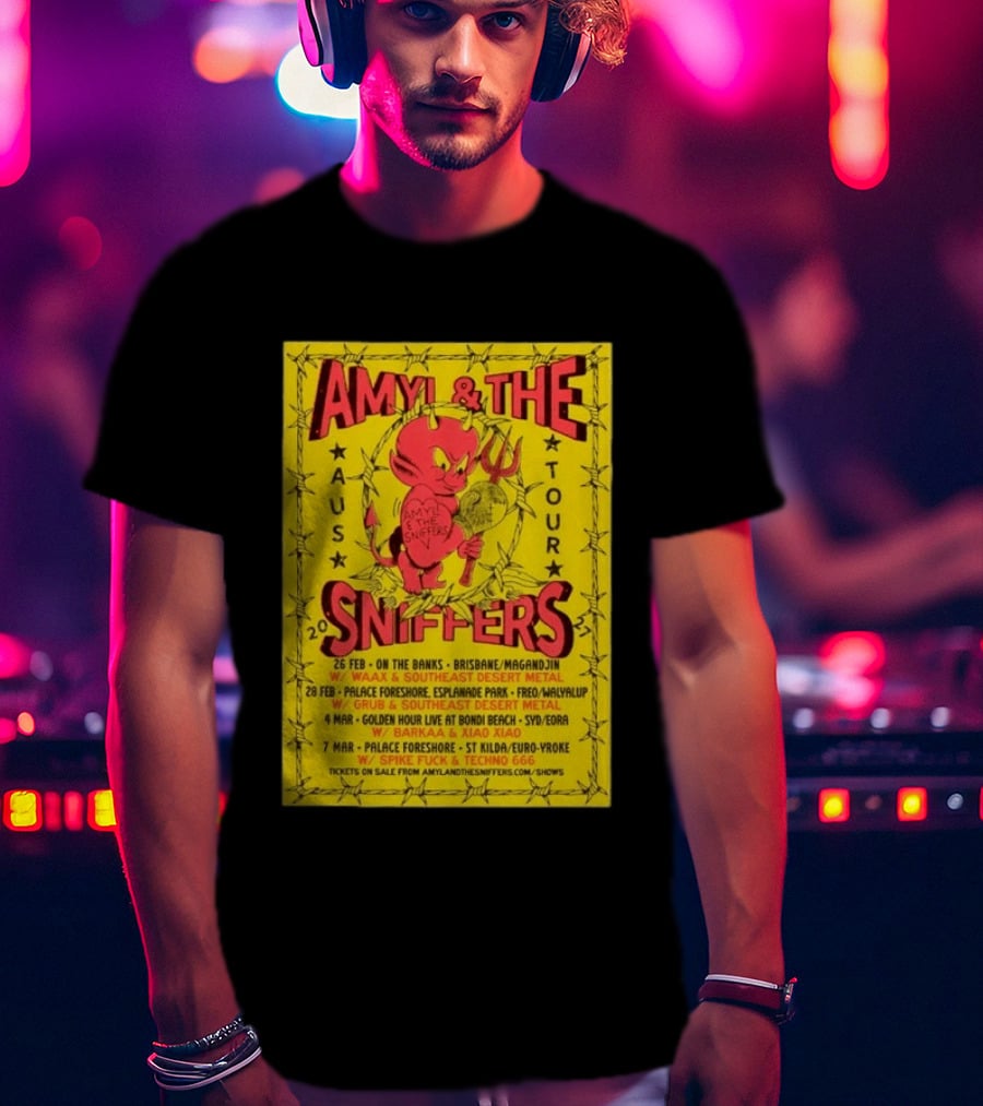 Amyl And The Sniffers Australian Tour 2024 Devil Brisbane Perth Sydney Punk Rock Band Dates T-Shirt