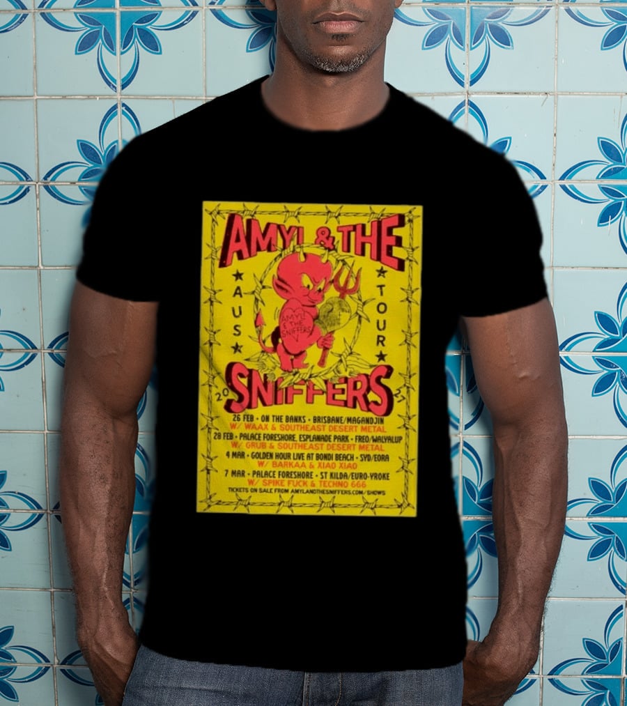 Amyl And The Sniffers Australian Tour 2024 Devil Brisbane Perth Sydney Punk Rock Band Dates T-Shirt