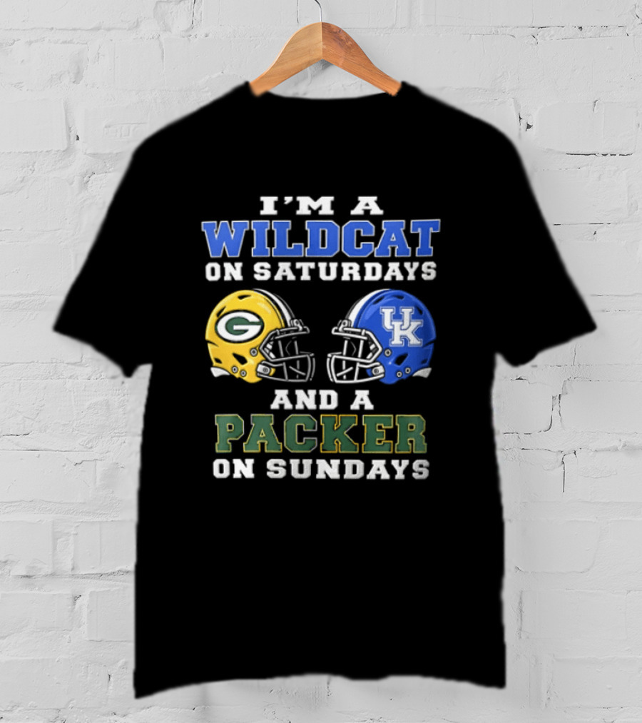 Wildcat Saturdays Packer Sundays Football Fans Kentucky Wisconsin T-Shirt