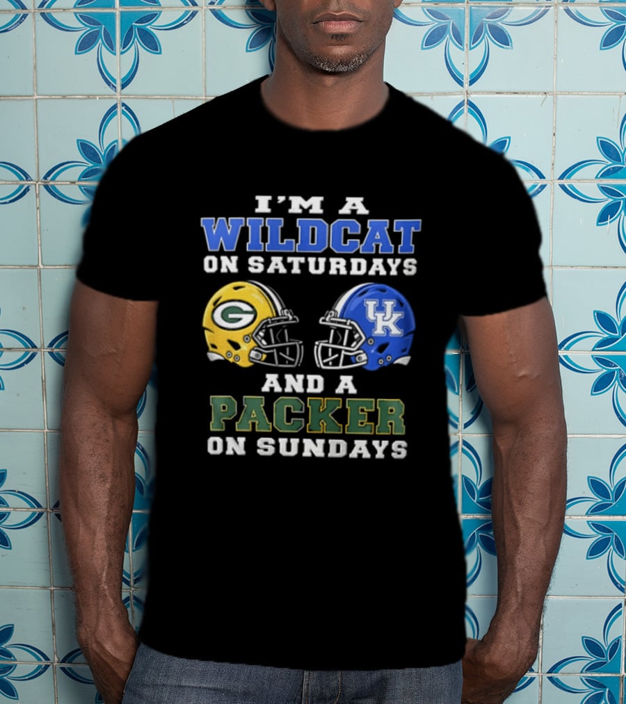Wildcat Saturdays Packer Sundays Football Fans Kentucky Wisconsin T-Shirt