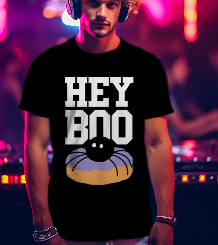 Hey Boo Spider On Donut Halloween Fun T-Shirt