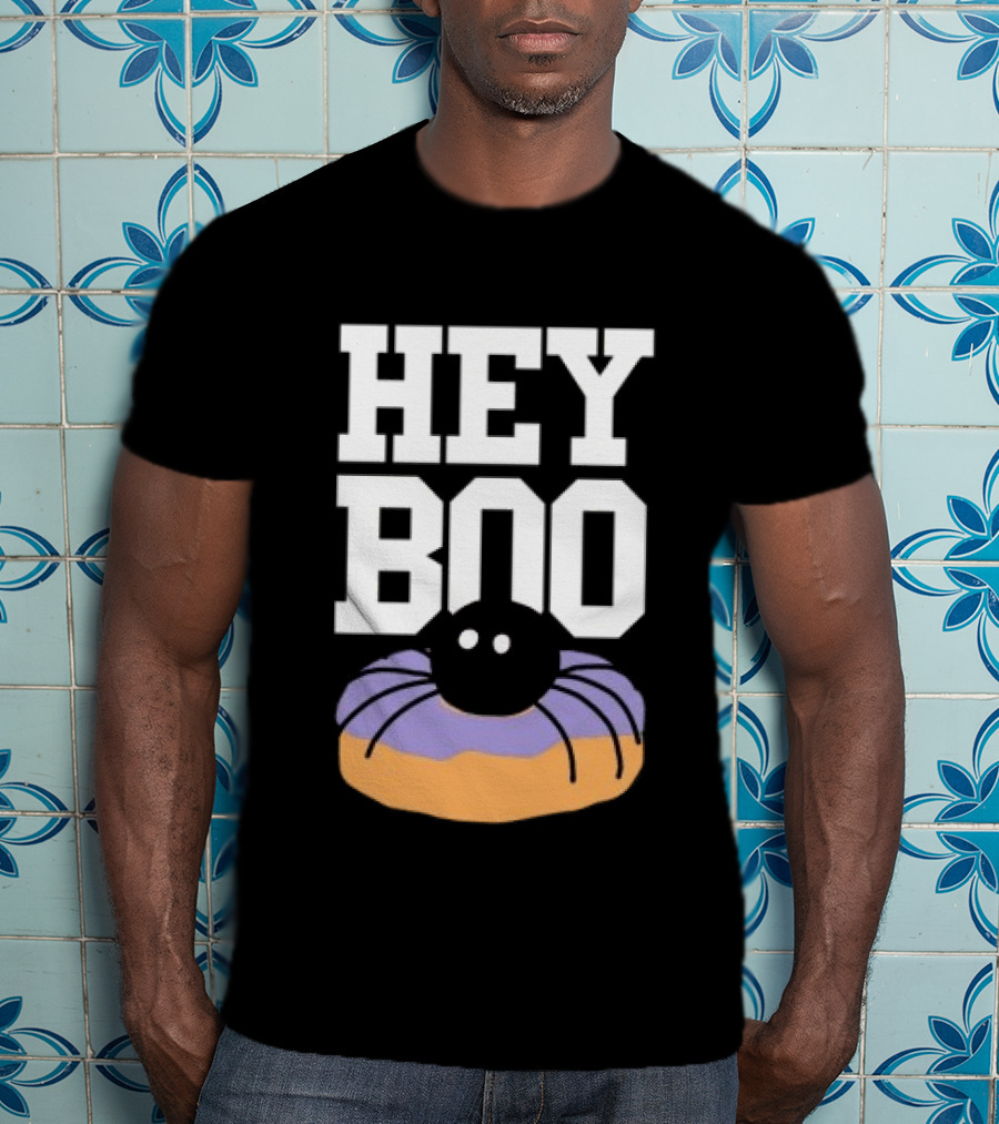 Hey Boo Spider On Donut Halloween Fun T-Shirt