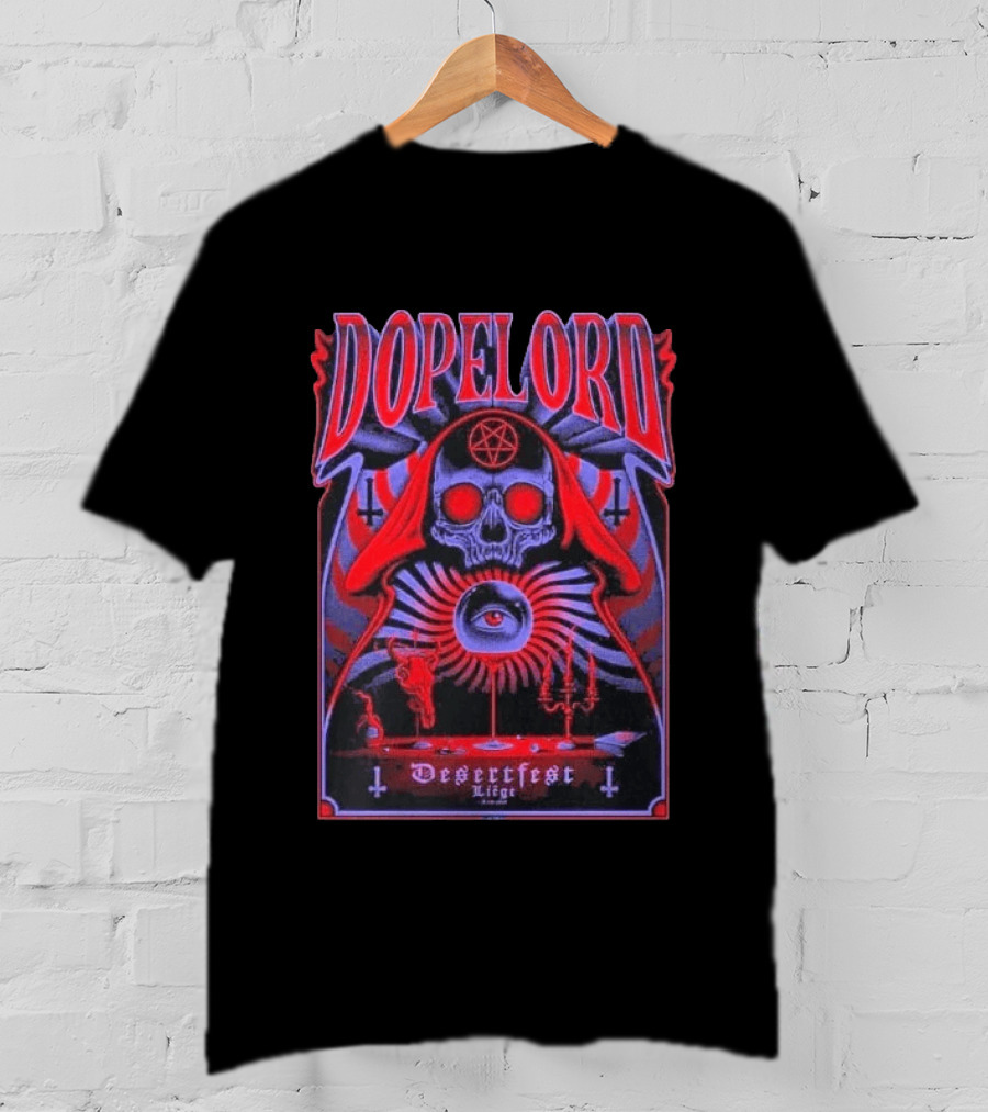 Dopelord Desertfest Liège 2026 Gig With Skull And Pentagram T-Shirt