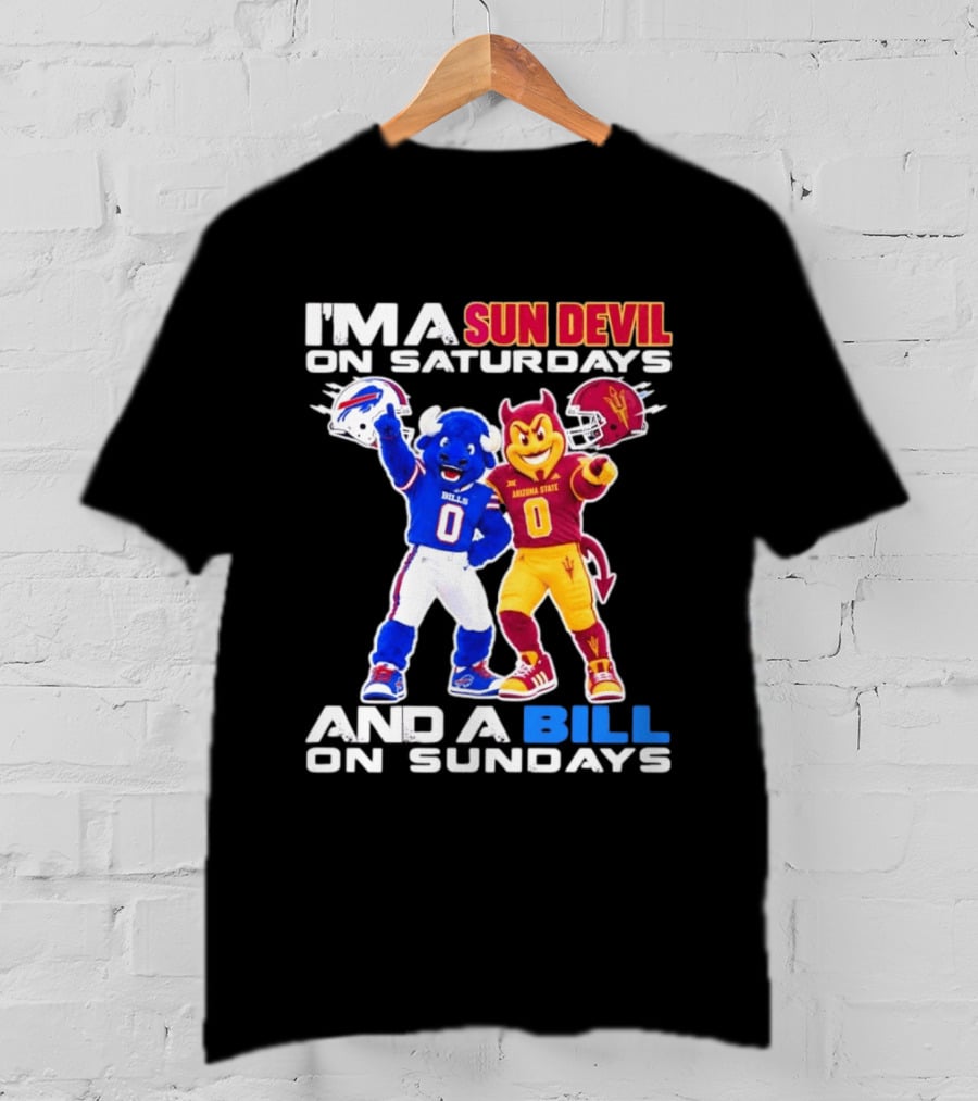 Arizona State Sun Devil Saturdays Buffalo Bills Sundays NFL College Football Fan T-Shirt