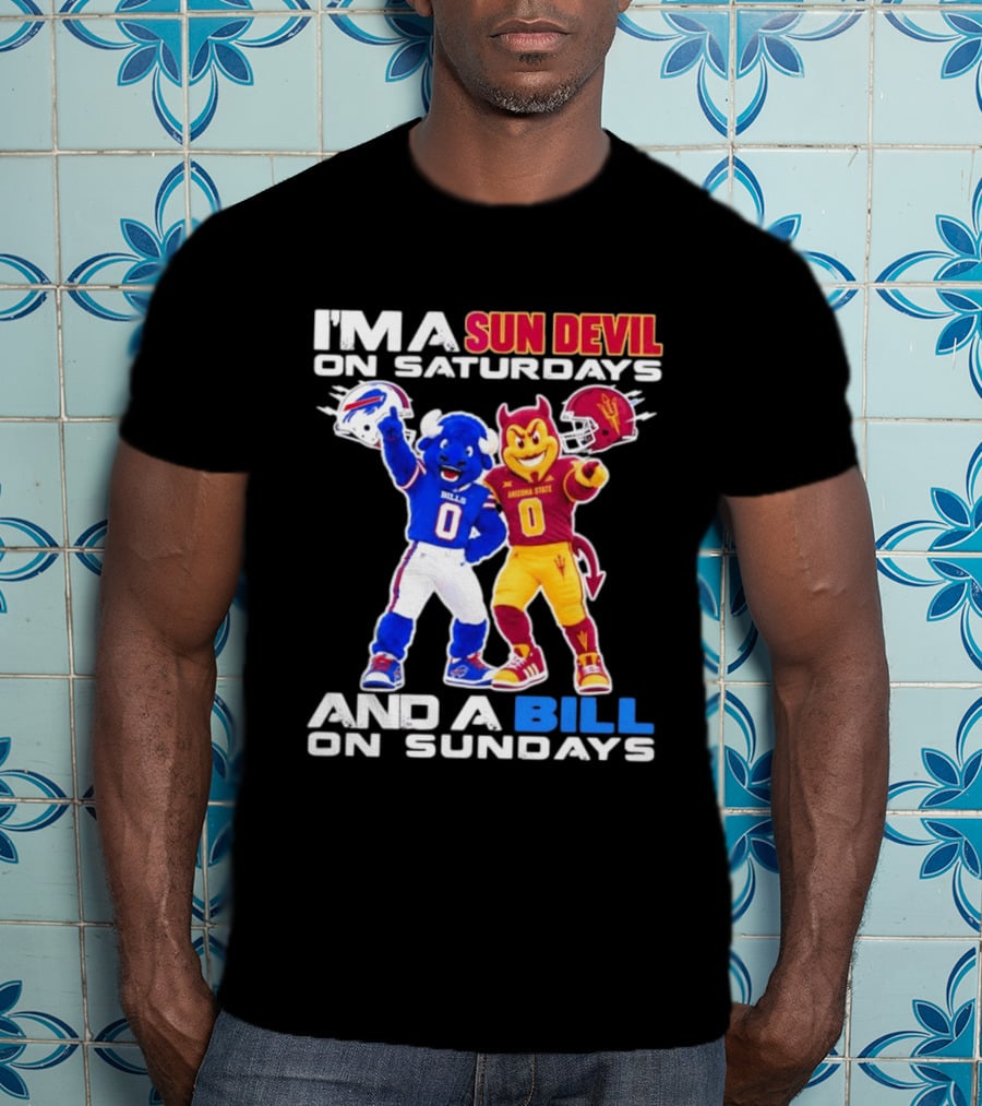 Arizona State Sun Devil Saturdays Buffalo Bills Sundays NFL College Football Fan T-Shirt