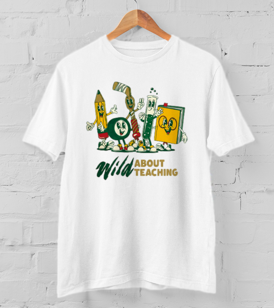 Wild About Teaching Pencil Crayon Book Test Tube Cartoons T-Shirt