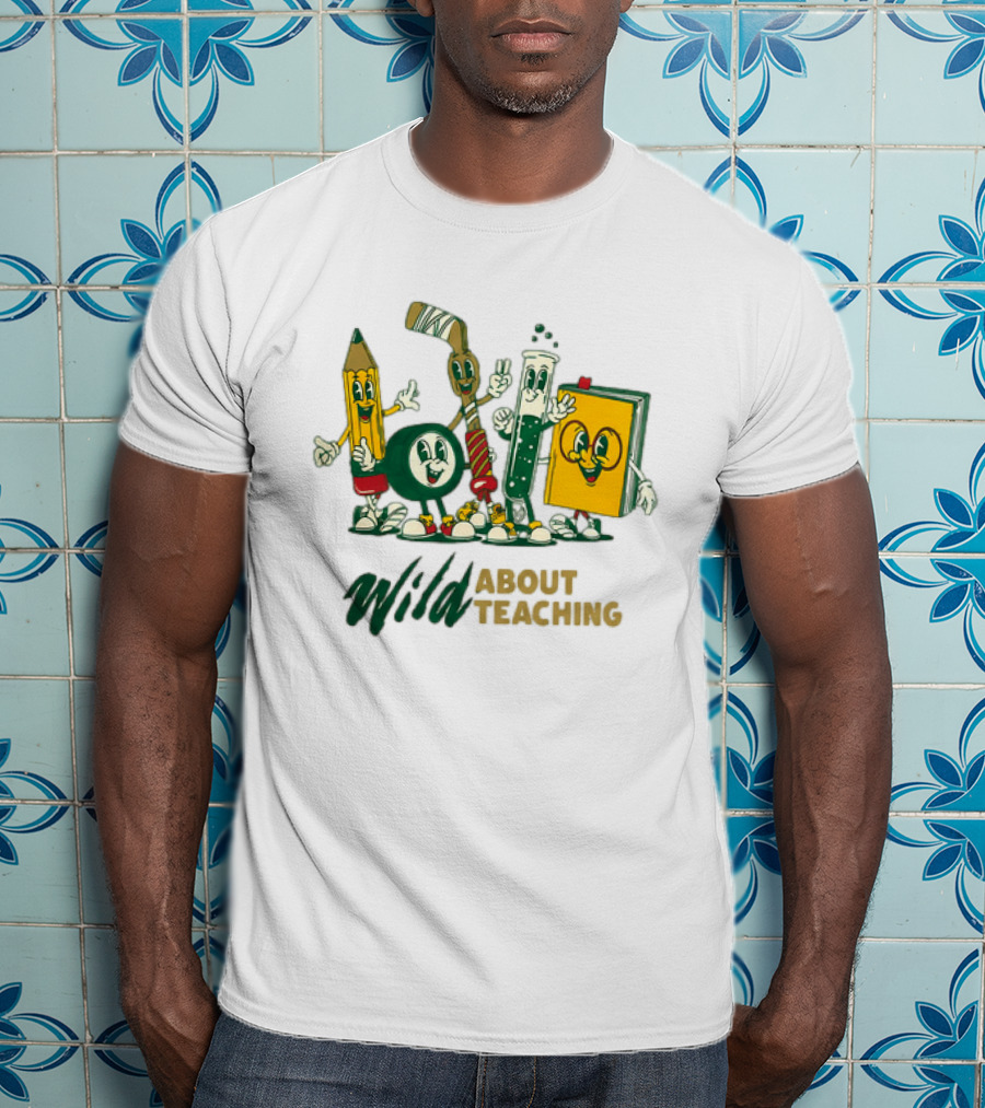 Wild About Teaching Pencil Crayon Book Test Tube Cartoons T-Shirt