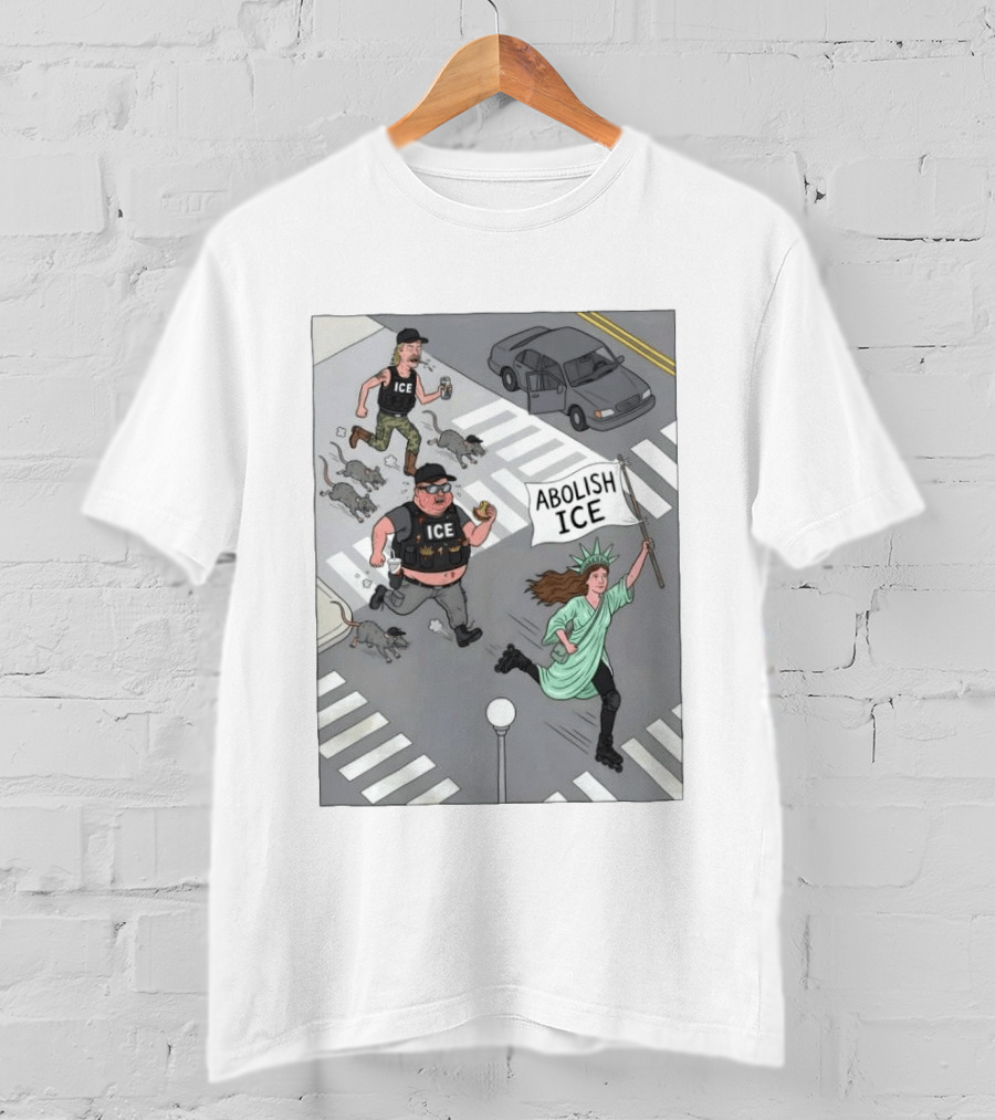 Abolish ICE Political Cartoon With Lady Liberty Protest T-Shirt
