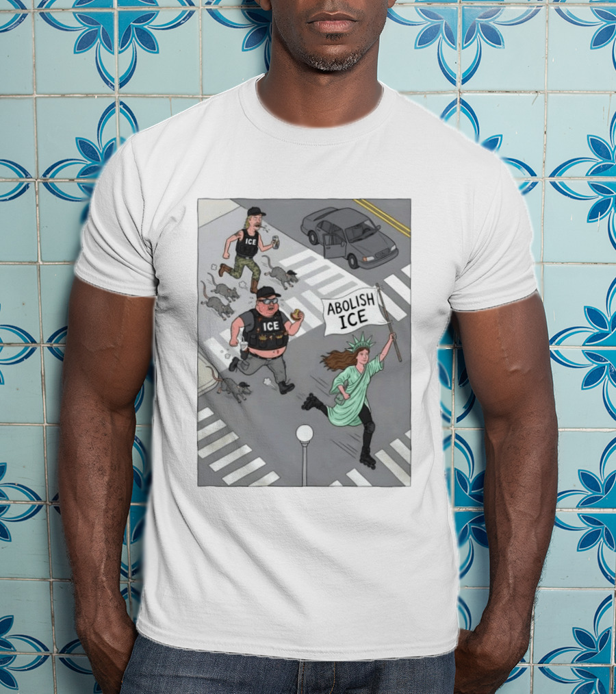 Abolish ICE Political Cartoon With Lady Liberty Protest T-Shirt