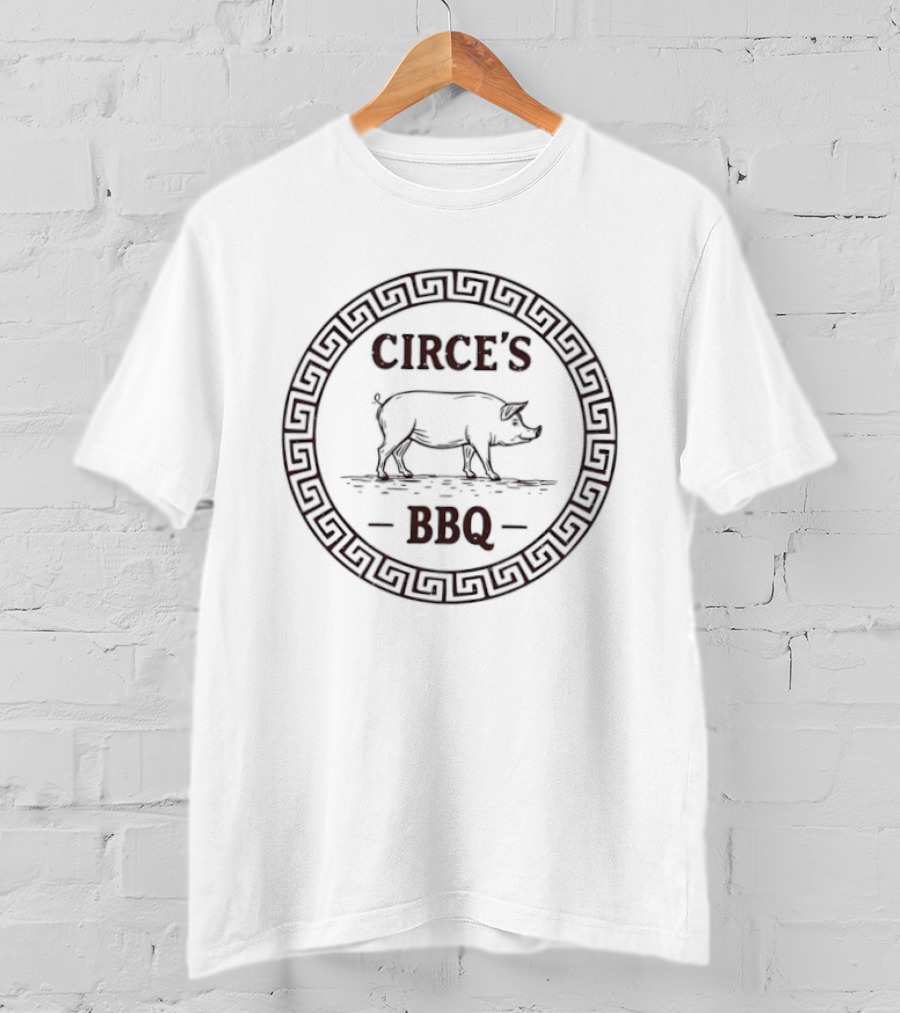 Circe's BBQ Pig Mythology Greek Key T-Shirt