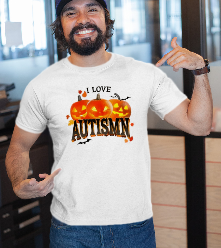I Love Autismn Pumpkin Halloween Awareness T-Shirt