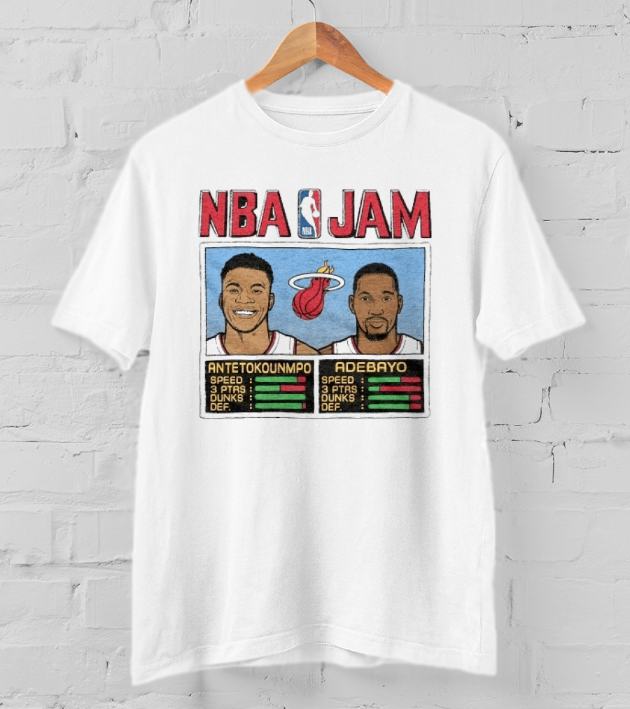 NBA Jam Miami Heat Antetokounmpo Adebayo Speed Dunks DEF T-Shirt
