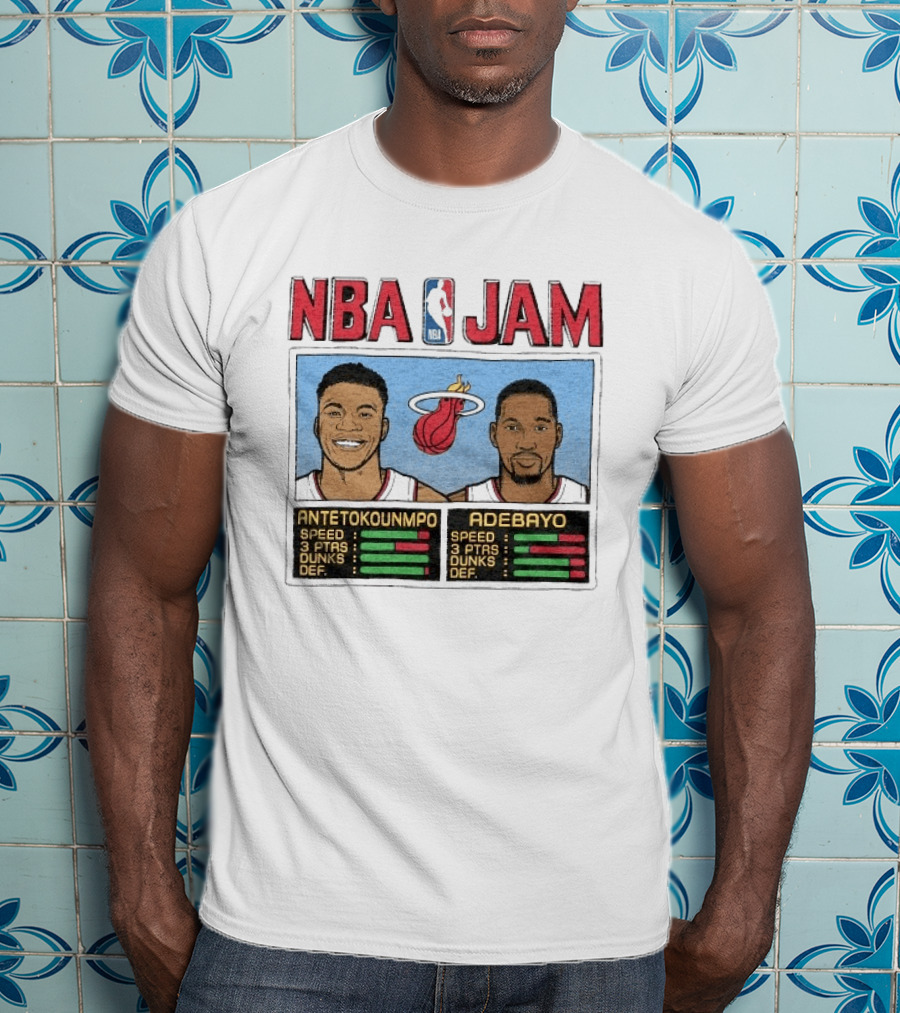 NBA Jam Miami Heat Antetokounmpo Adebayo Speed Dunks DEF T-Shirt