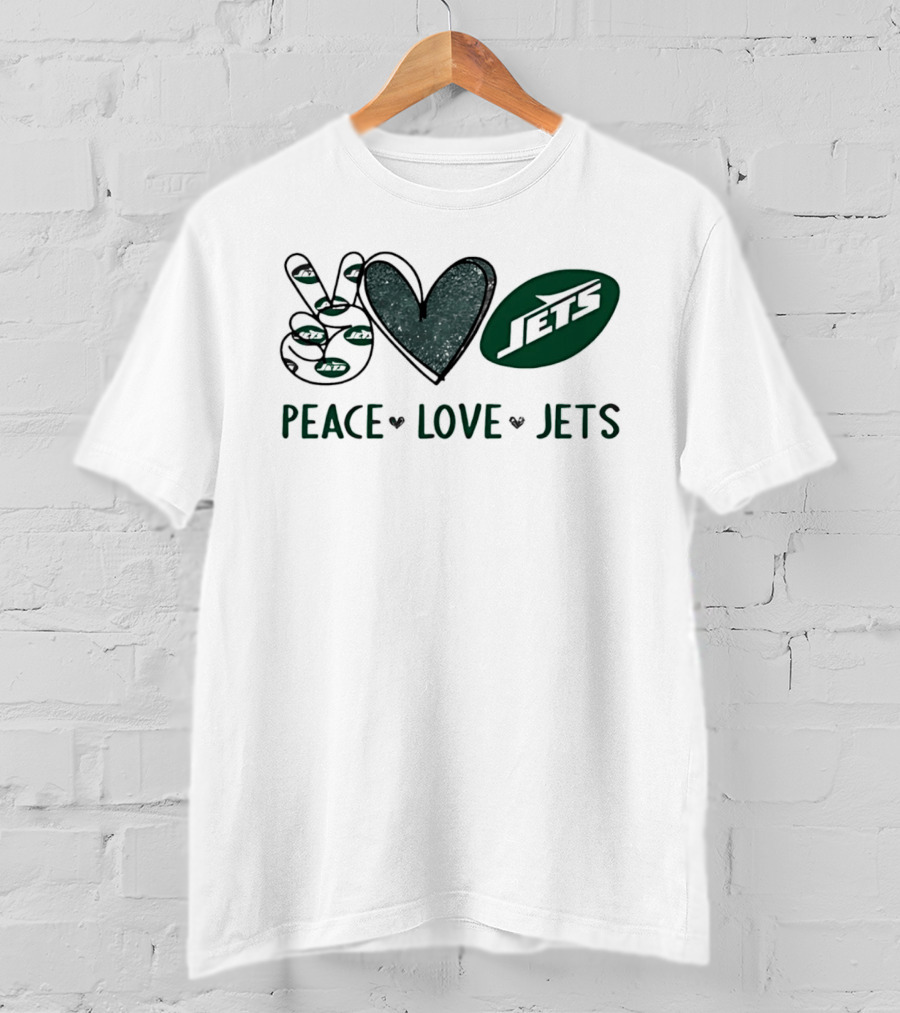 Peace Love Jets New York Football Team Fan T-Shirt