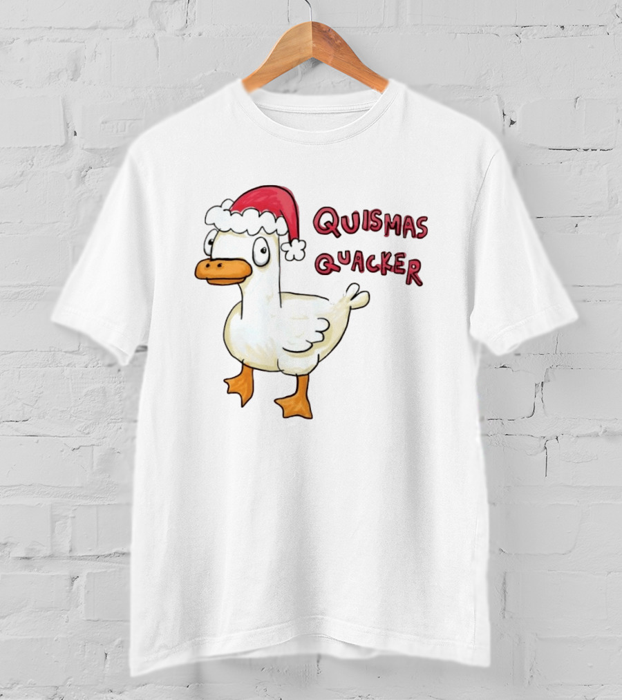Quismas Quacker Christmas Duck Santa Hat Holiday Quack T-Shirt