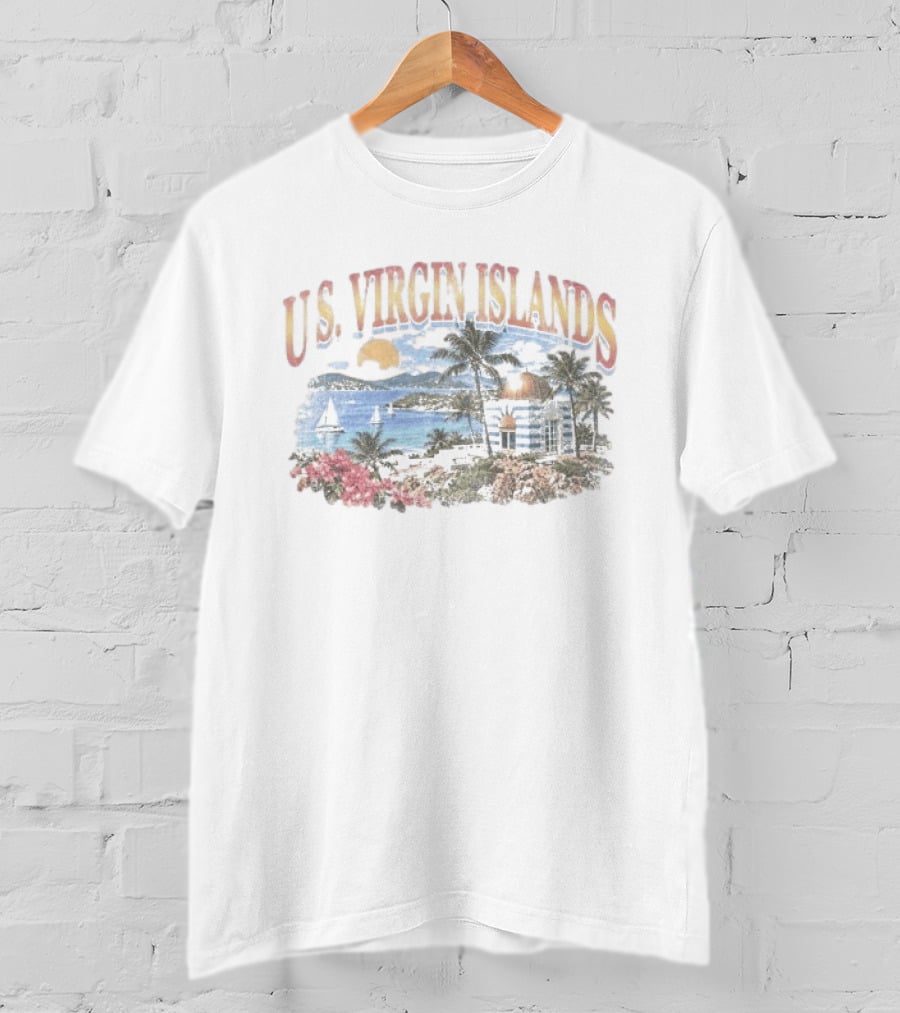U.S. Virgin Islands Sailing Beach Palms Scenic Souvenir T-Shirt