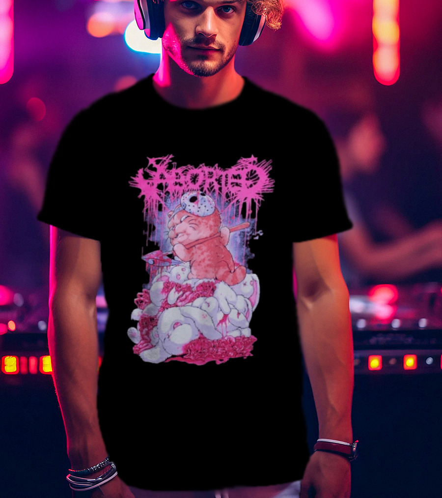 Aborted Murder Kitty Masked Plush With Axe Bunny Pile T-Shirt