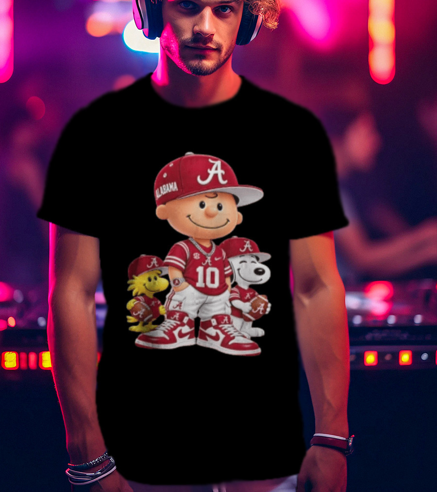 Alabama Crimson Tide Charlie Brown Snoopy Woodstock Football NCAA T-Shirt