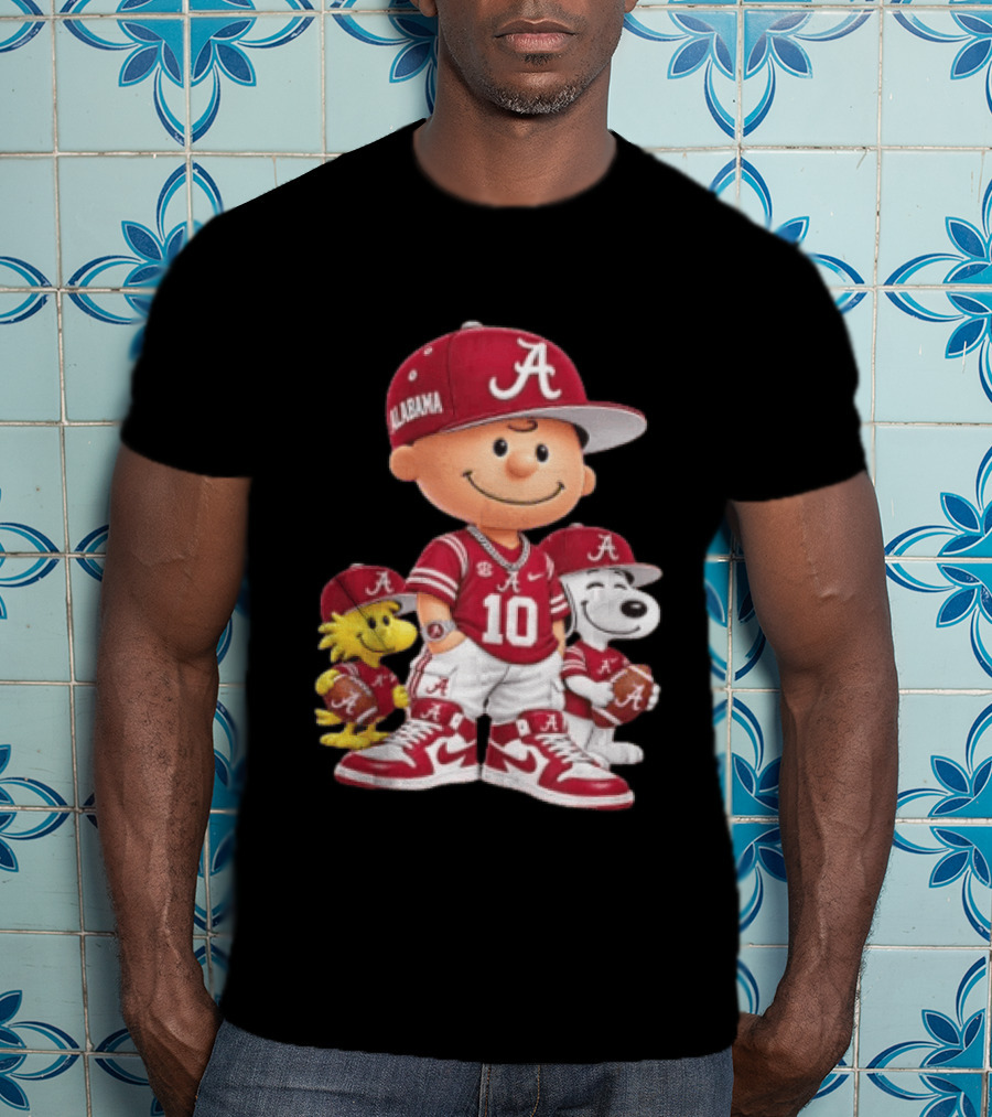 Alabama Crimson Tide Charlie Brown Snoopy Woodstock Football NCAA T-Shirt