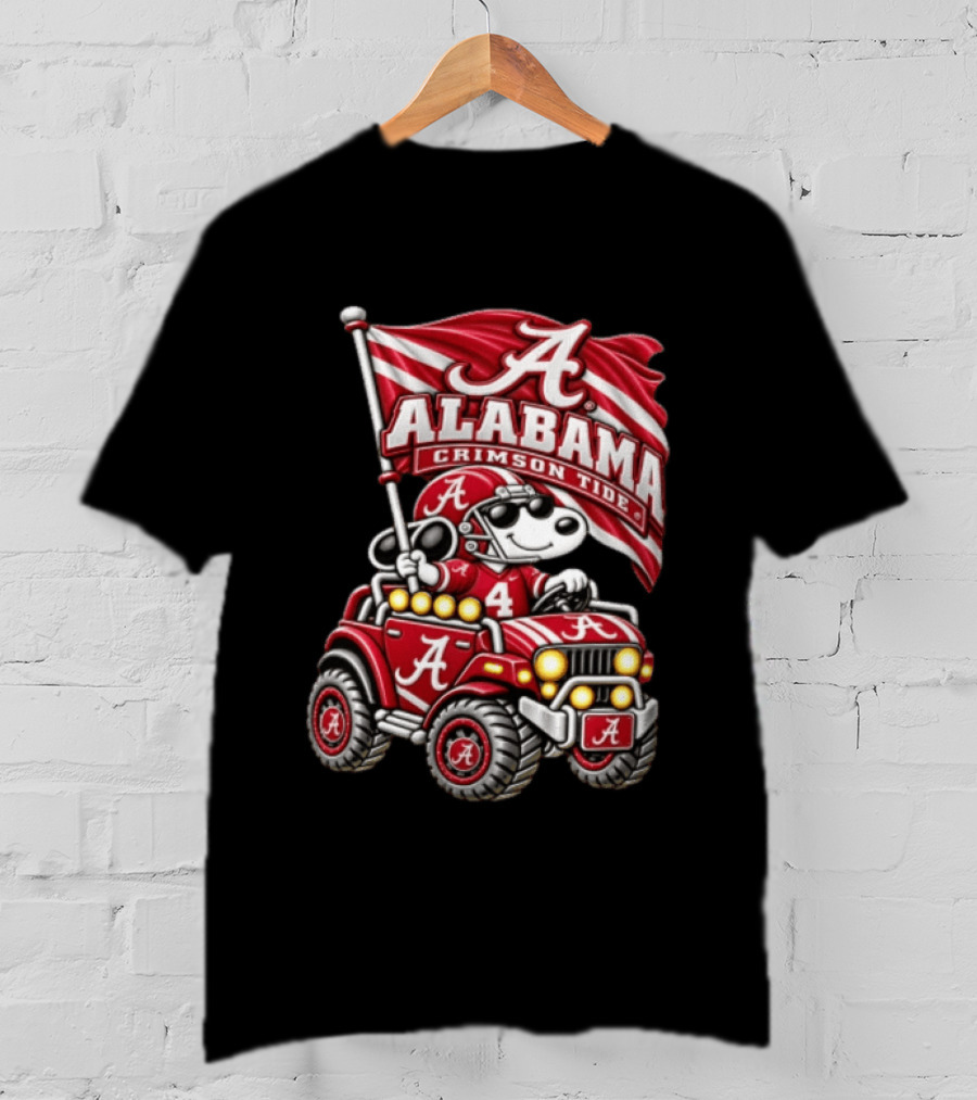 Alabama Crimson Tide NCAA Football Snoopy Driving Offroad Vehicle T-Shirt