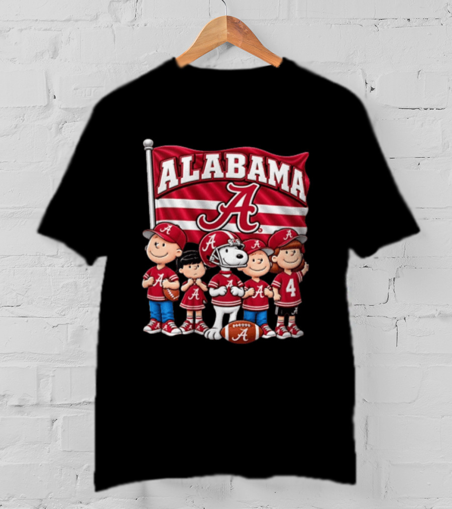 Alabama Crimson Tide NCAA Football Snoopy Charlie Brown Peanuts Characters T-Shirt