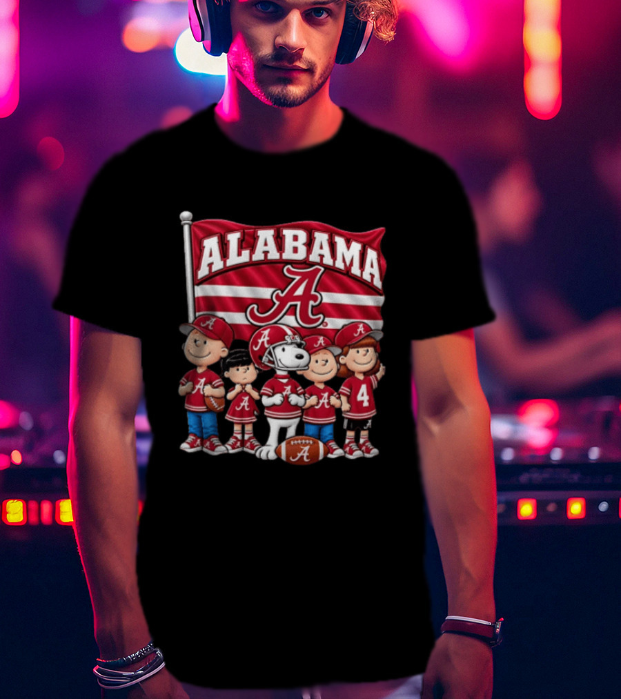 Alabama Crimson Tide NCAA Football Snoopy Charlie Brown Peanuts Characters T-Shirt