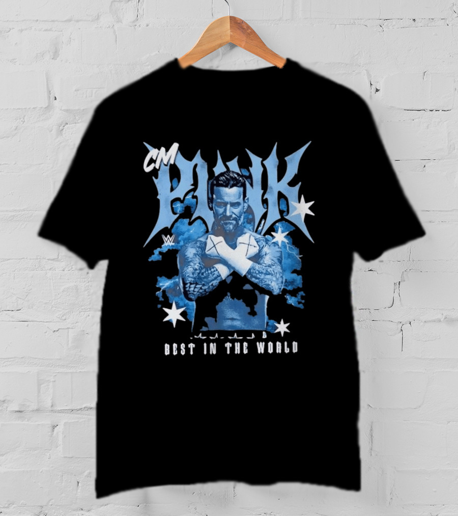 CM Punk WWE Best In The World Crossed Arms Blue Stars T-Shirt