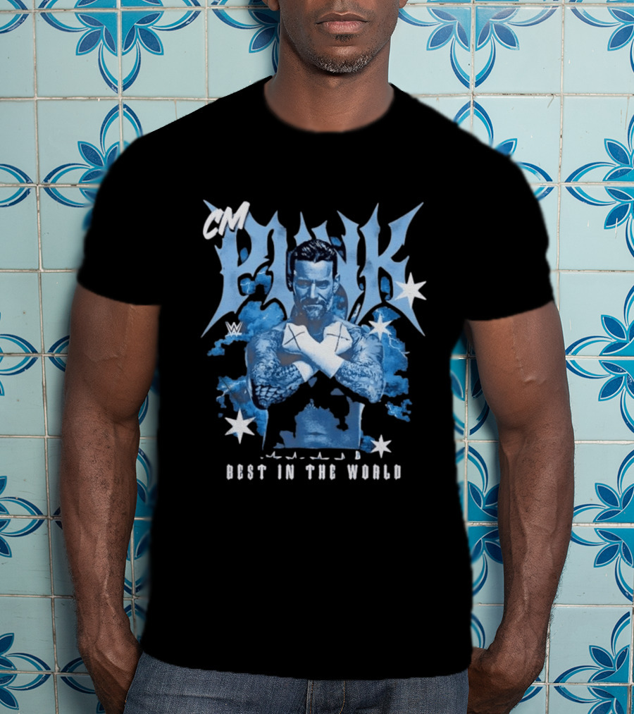 CM Punk WWE Best In The World Crossed Arms Blue Stars T-Shirt