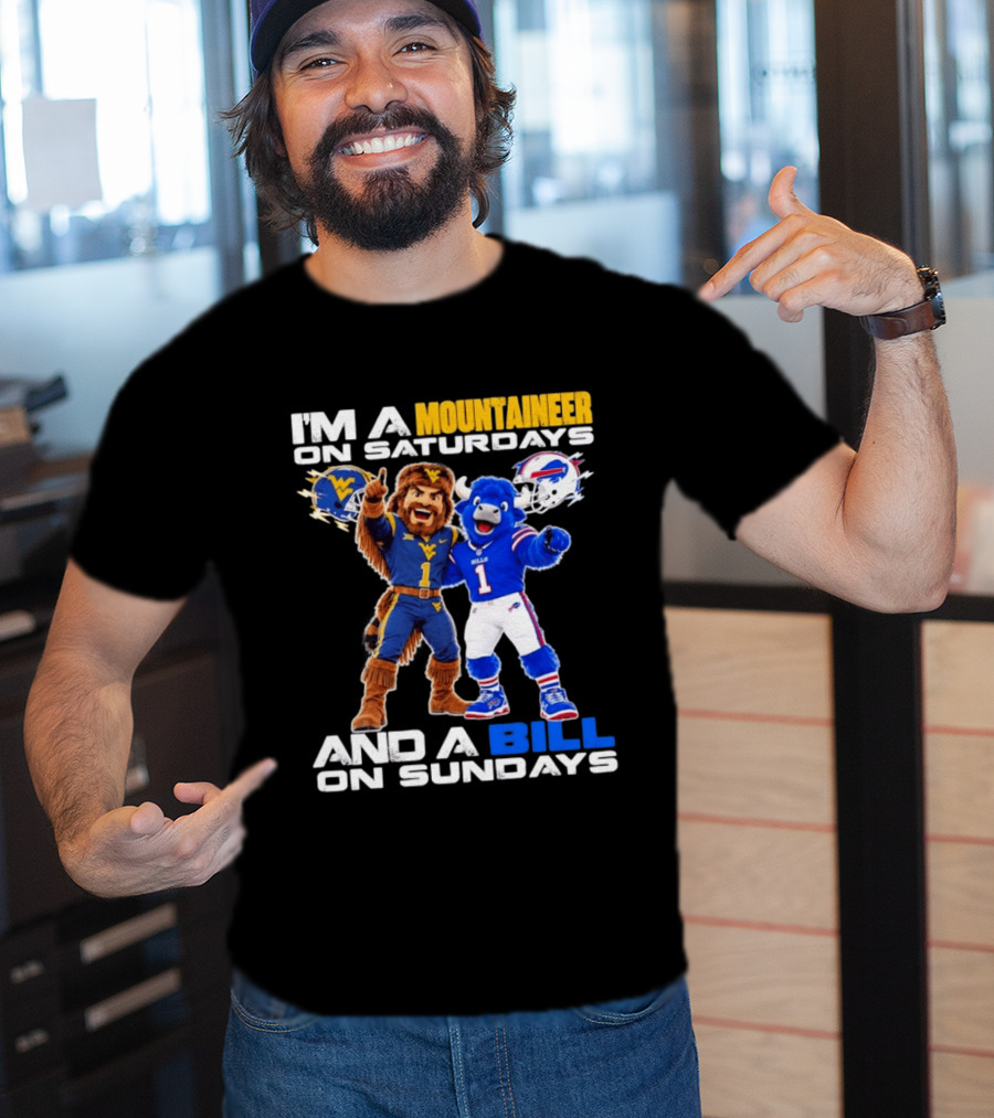West Virginia Mountaineer And Buffalo Bills Fan Mascots Saturdays And Sundays T-Shirt