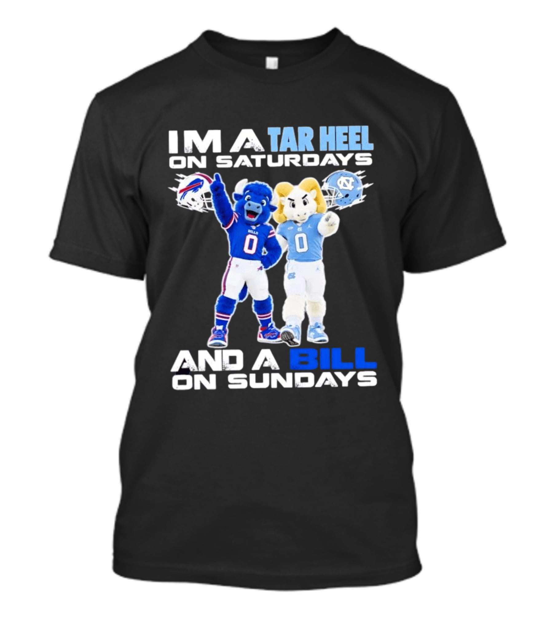 Buffalo Bills UNC Tar Heel Saturdays And Bills Sundays Football Mascots T-Shirt