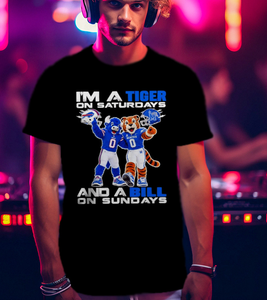 Memphis Tigers And Buffalo Bills Football Mascots Weekend Fan Pride T-Shirt
