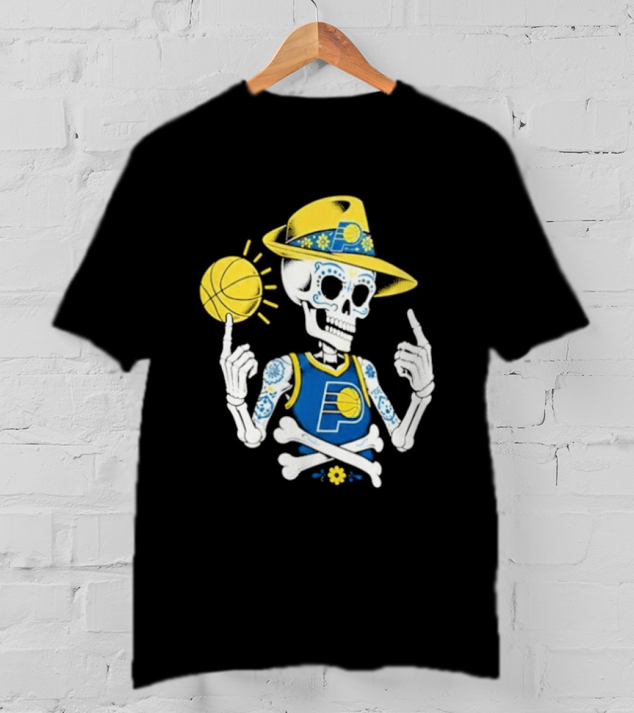 Indiana Pacers Mexico City CDMX Sugar Skull Skeleton Indy Game T-Shirt