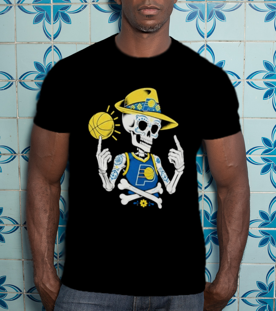 Indiana Pacers Mexico City CDMX Sugar Skull Skeleton Indy Game T-Shirt