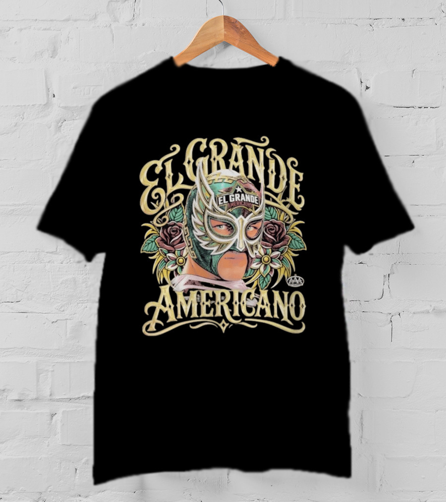 El Grande Americano Lucha Libre AAA Masked Wrestler Roses T-Shirt
