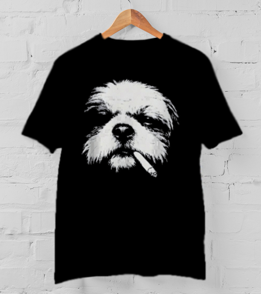 Shih Tzu Dog Smoking Cigarette Face T-Shirt